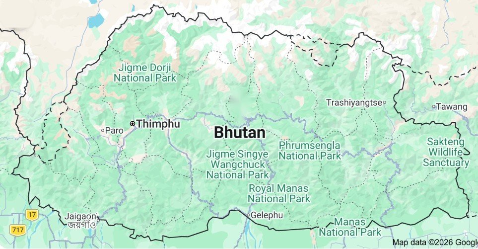 Map of Bhutan with our office marked
